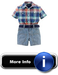 ClearCut Ralph Lauren Polo Baby Boys Plaid Shirt Denim Shorts Belt Set Blue Multi 9 Months